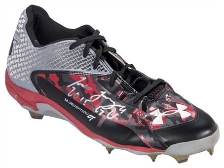 2015 Todd Frazier Game Used, Signed & "2015 GU" Inscribed Under Armour Cleat (JSA) 